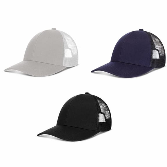 Stcellnmex 3 Pcs Mesh Trucker Hat Unisex Adjustable Blank Solid Color Baseball Cap Bulk