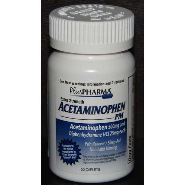 Plus Pharma Acetaminophen PM Extra 500mg, 50ct