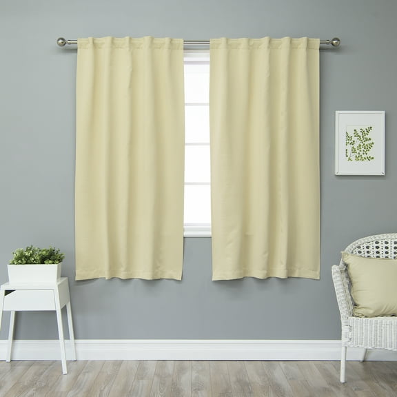 Quality Home Basic Thermal Blackout Curtains - Back Tab/Rod Pocket - Beige - 40"W X 63"L (Set Of 2 Panels)