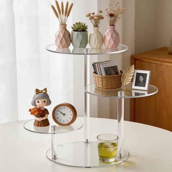 4 Tier Cake and Cupcake Stand Clear Acrylic Round Dessert Display Stand for Wedding Graduation Party Birthday Family Gathering