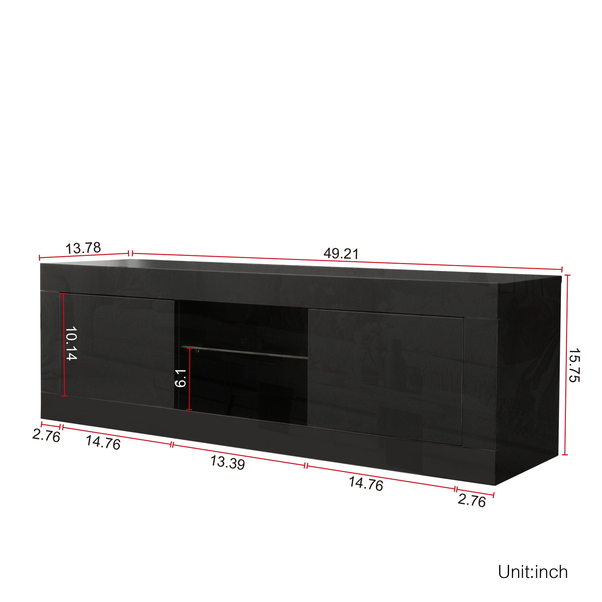 Resenkos TV Console Cabinet for up to 55" Television, LED TV Media Stand for Living Room Entertainment Center, Black