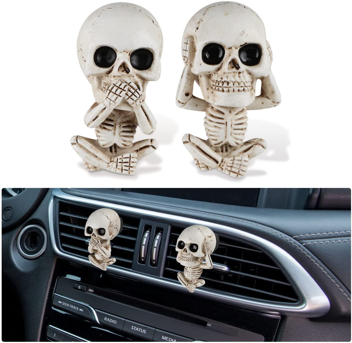 Cool Skull Car Decor for Car Truck Air Fresheners Vent Clips, Car Scent  Freshener Things, Goth Automotive Interior Aesthetic Decorations, Mens