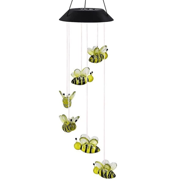 Combination 1 Carillones de viento solares llevados de la abeja, carillones de viento colgantes móviles para la decoración del jardín casero