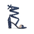 thumbnail image 3 of BLISSFUL STEP Women's Polka Dots Lace up Block Heels Sandals, 3 of 8