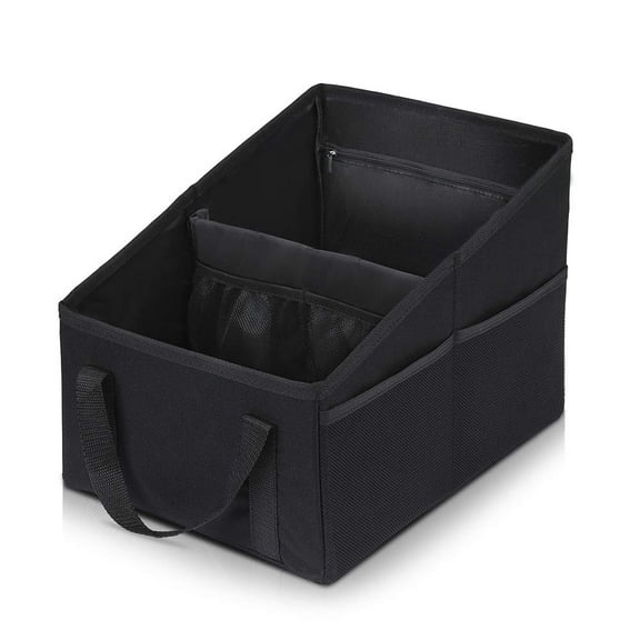 Dihmpor Car Seat Organizer - Passenger Seat Organizer, Collapsible Small Car Seat Storage Organizer for Console Front/Back, Automotive Backseat Organizer with Belt 4 Cup Holders for Kids Accessories