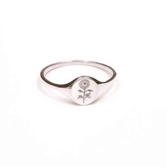 Women's Sunflower Print Ring: Elegant Alloy Electroplated Floral Design Fashion Jewelry Accessory, Simple Style