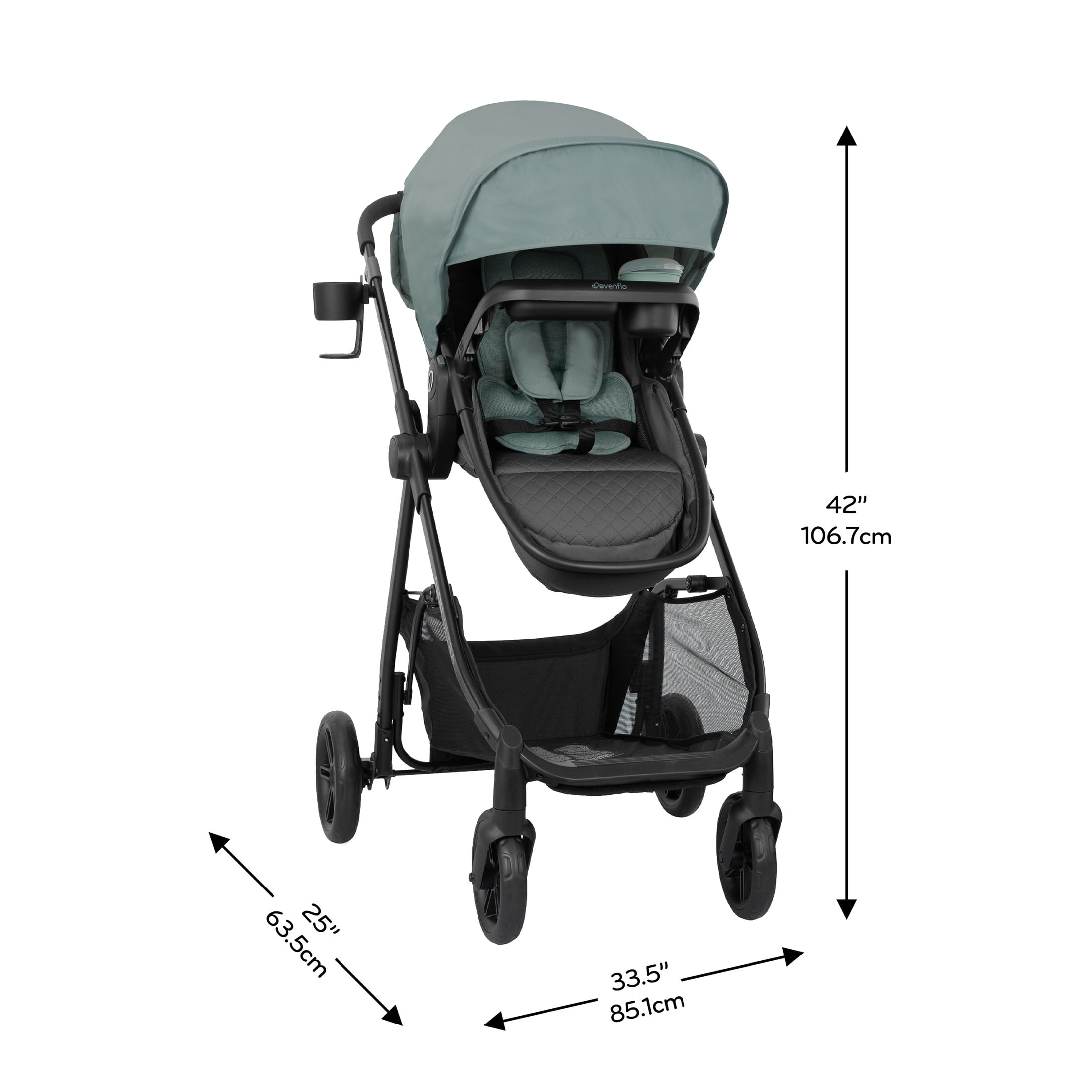 Evenflo Omni Ultra Travel System with Revolve180 LiteMax NXT Rotating Infant Car Seat, Pacific Green