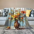thumbnail image 2 of Fenyluxe Impressionism Flowers Flannel Throw Blanket for Sofa Couch, Cozy and Lightweight All Seasons Travel Outdoor Blanket, Perfect Gift for Any Occasion 60x80in, 2 of 6