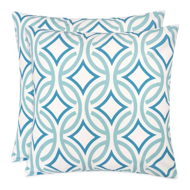 Homey Cozy 20" Fabric Outdoor Pillow with Retro Circles in Spa Blue (Set of 2)