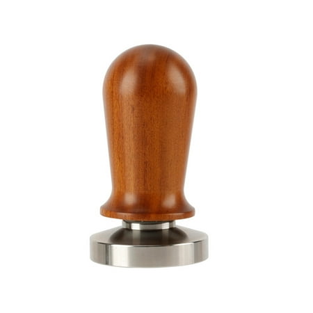 

MATHOWAL Espresso Tamper Professional Calibrated Pressure Coffee Press Hammer - 304 Stainless Steel Flat Base with Spring Loaded Wooden Handle for Barista