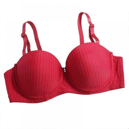 

Xinhuaya Seamless Striped Push Up Bras Casual Thin Cup Adjustable Underwire Brassiere Striped Underwear