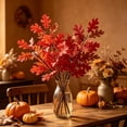 thumbnail image 4 of XIA0LE 2PCS Artificial Fall Oak Leaf Stems, Autumn Faux Oak Stems, Fake Fall Leaves Floral Arrangement for Vase, Farmhouse Thanksgiving Halloween Table Centerpieces Decor, Red, 4 of 6