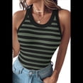 thumbnail image 1 of Camisetas Deportivas A Rayas para Mujer con Sujetador Incorporado para Entrenamiento Físico y Running. Negro y Verde M, 1 of 7