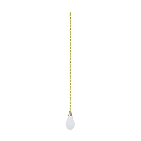 Aspen Creative 20501-21, 12" White Finish Wooden Knob Pull Chain with Metal Top in Polished Brass