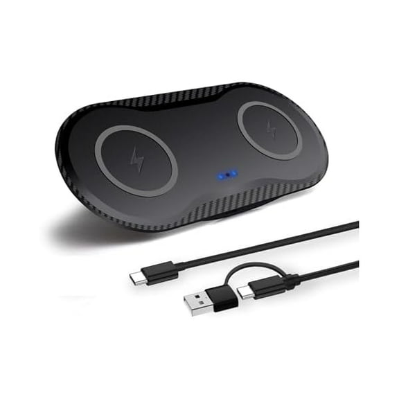 Saluqifa 40W Wireless Charging Pad, Dual 20W Fast Wireless Charging Mat for iPhone 16 15 14 13 12 11/SE/X/XS,Apple Airpods 4/3/Pro,15W Wireless Charger Station for Samsung Galaxy/Note/Bud  (Black)