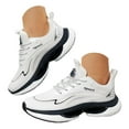 thumbnail image 3 of Running Shoes for Women Comfy Arch Support Lightweight Soft Sole Lace up Sneakers Trendy Breathable Workout Athletic Shoes White Size 7, 3 of 7