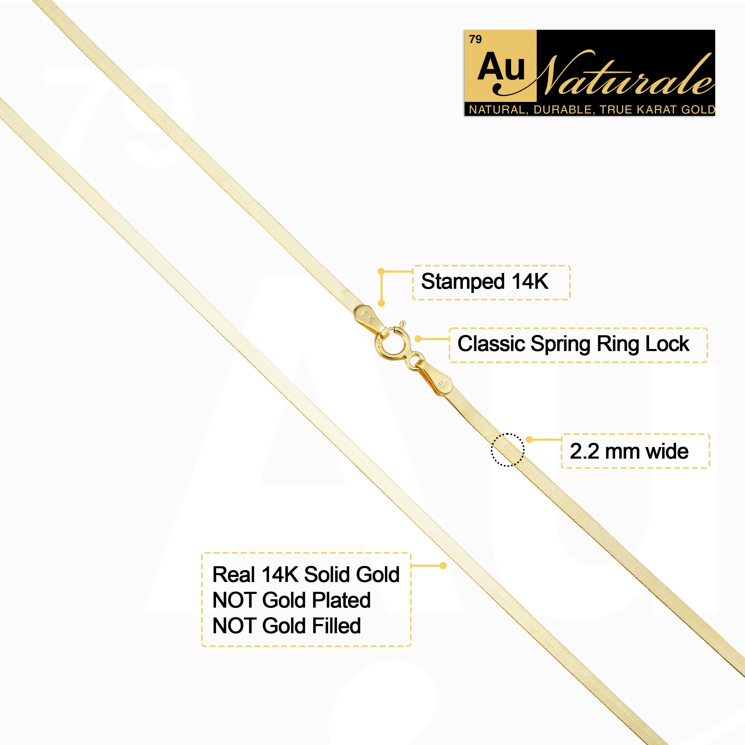Au Naturale 14k Yellow Gold Herringbone Necklace (2.2 mm, 20 inch)