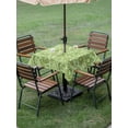 thumbnail image 4 of Outdoor Tablecloths with Umbrella Hole & Zipper, Vintage Green 60x60 Inch Square Tablecloths, Retro Botanical Abstract Art Waterproof Table Cloth, Patio/Pool/Picnic Table Covers, 4 of 8
