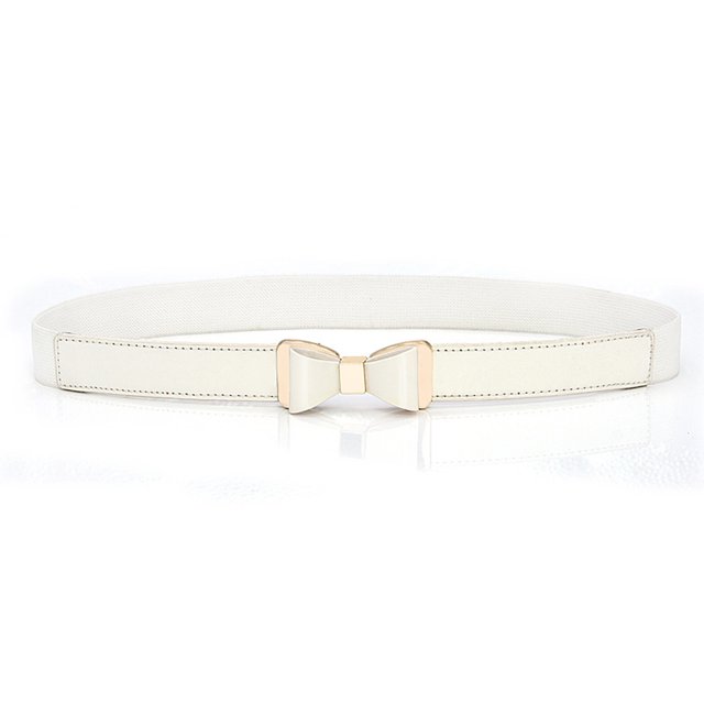 Vestido de moda Cinturón Elástico Universal Frote Bowknot Correas de cuero con hebillas Adornos Día de San Valentín Cinturones para mujer Vestidos Blanco Advancent AP008758-03