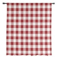 thumbnail image 2 of Farmhouse Red Plaid Semi Sheer Curtains Drapes for Living Room, Bedroom, French Doors Window 84 Inches Long, Rustic Red White Checkered Rod Pocket Chiffon Curtain Drapery Voile Draperies Panel, 2 of 6
