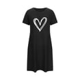 thumbnail image 4 of HOWPAY Nightgowns for Women Short Sleeve Crew Neck Sleep Shirts Love Heart Print Comfy Night Dress Lightweight Casual Loose Fit Loungewear Black XXL, 4 of 6