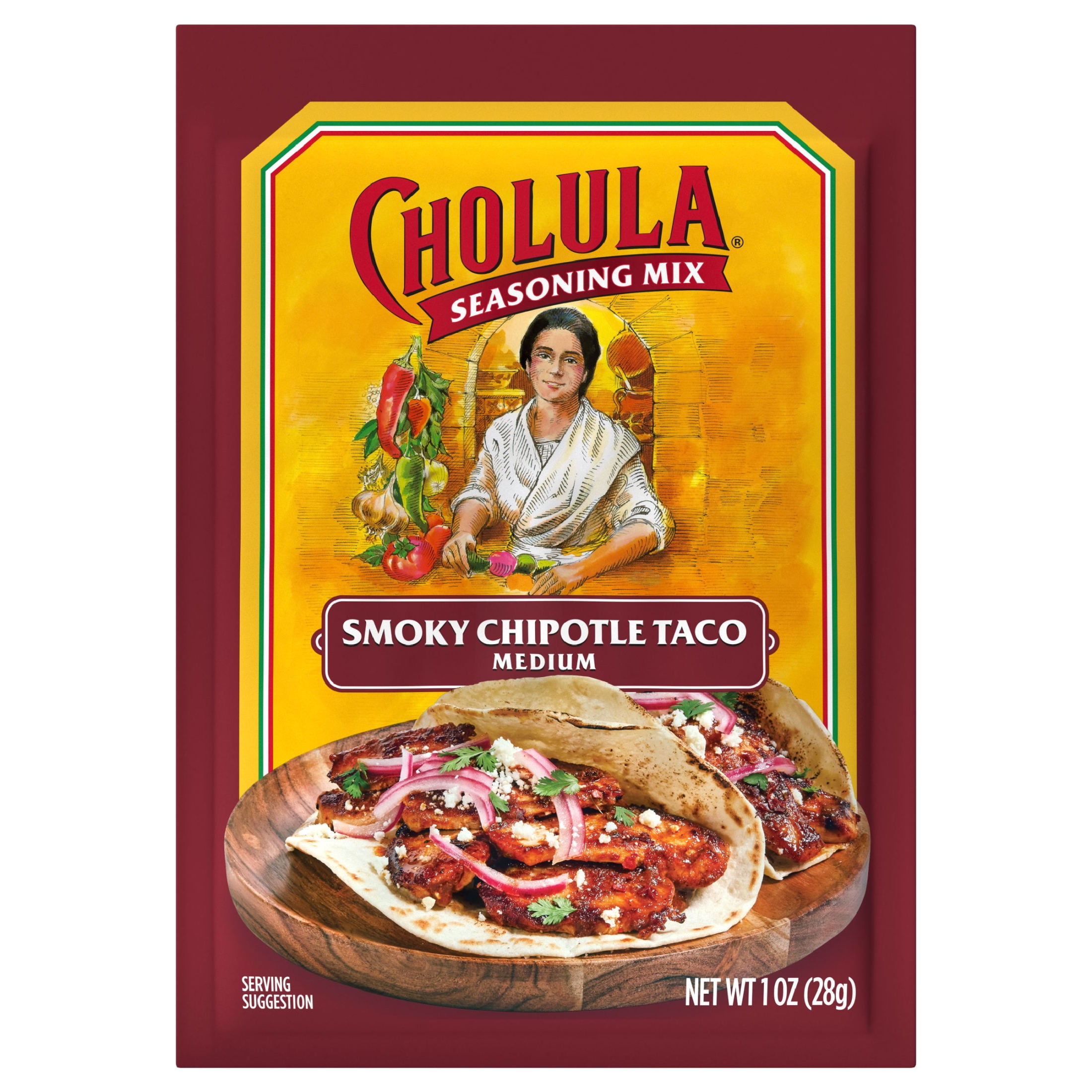 (4 pack) Cholula Smoky Chipotle Taco - Medium Recipe Mix, 1.0 oz Packet
