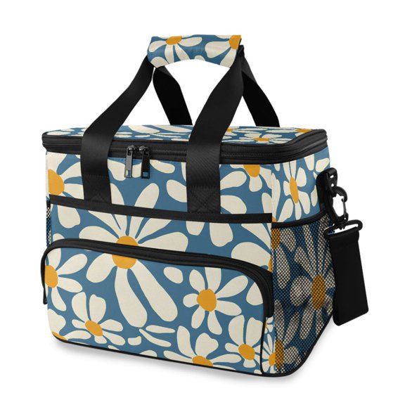 FORMRS Insulated Cooler Bag 24 Cans Capacity Soft Leakproof Lunch Box with Side Pockets, Whimsy Daisy Pattern