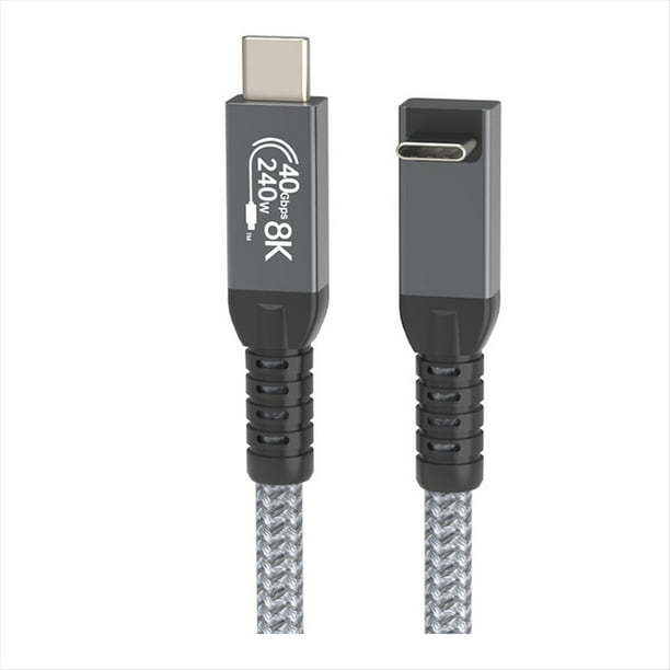 Cable USB 4 Codo Estereoscópico de 90° 40 Gbps Cable de Datos USB4 Tipo C Carga Rápida PD 240 W, Transferencia de Vídeo 8K 1,5 M