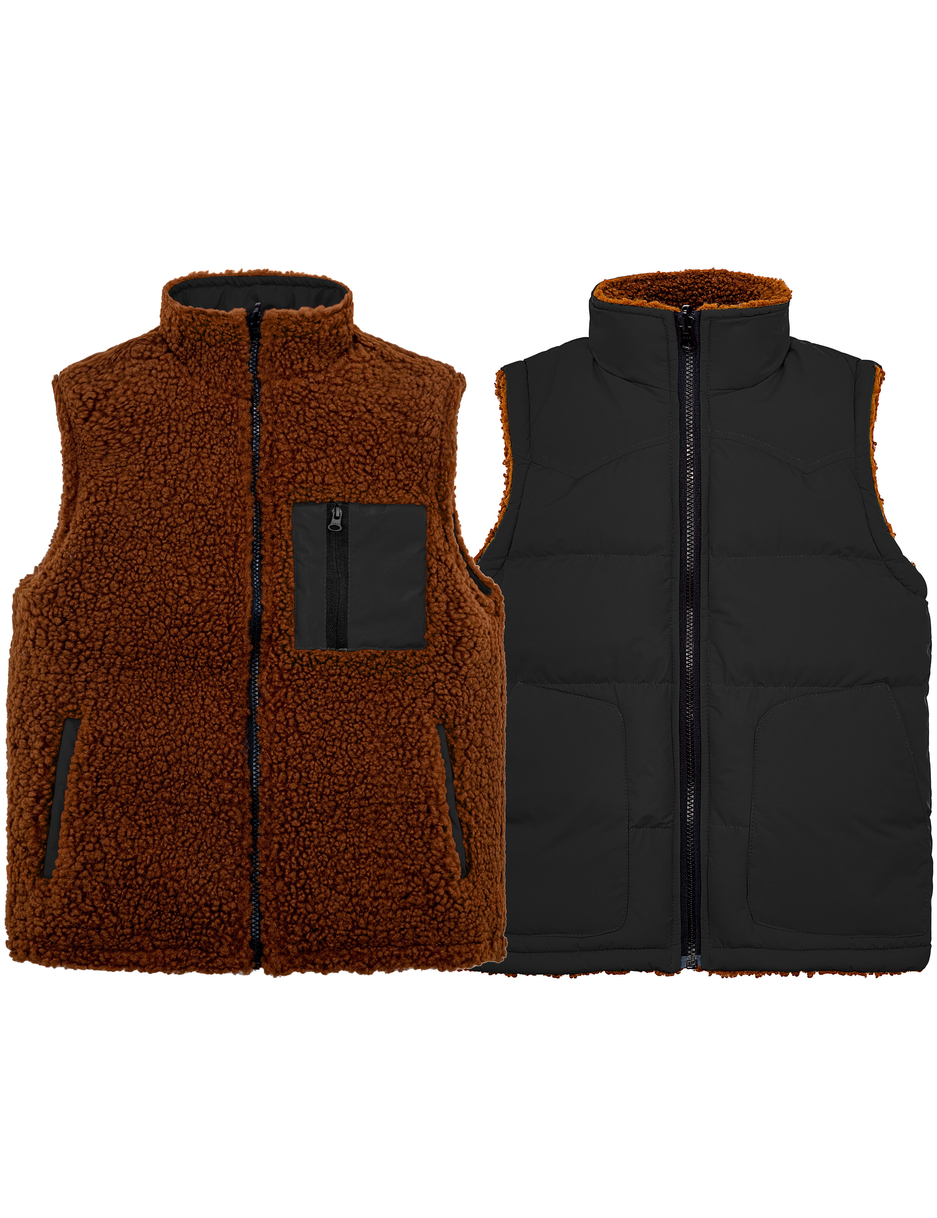 Wantdo Boys Winter Hooded Puffer Fleece Vest Warm Sleeveless Thick Jacket