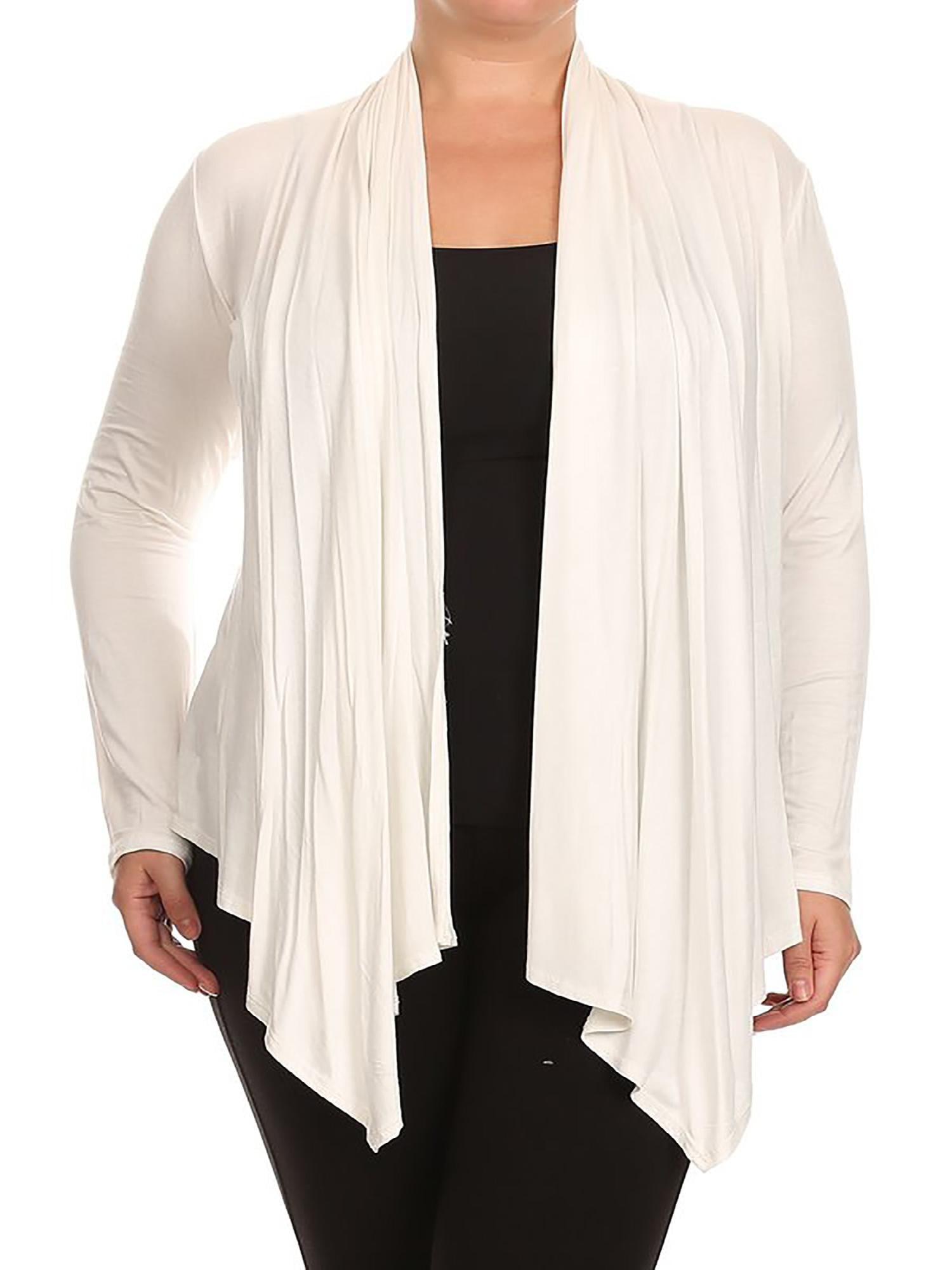 Hooded Open Drape Front Long Sleeve Cardigan/Cover-Up Plus Tunic Top 