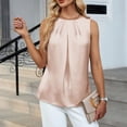 thumbnail image 5 of Uaswgudfs Women's Sleeveless Satin Blouse with Pleated & Knotted Neck, Trendy Solid Color Blouse, Breathable Polyester Blouse for Daily/Office/Outing Wear Pink L, 5 of 6