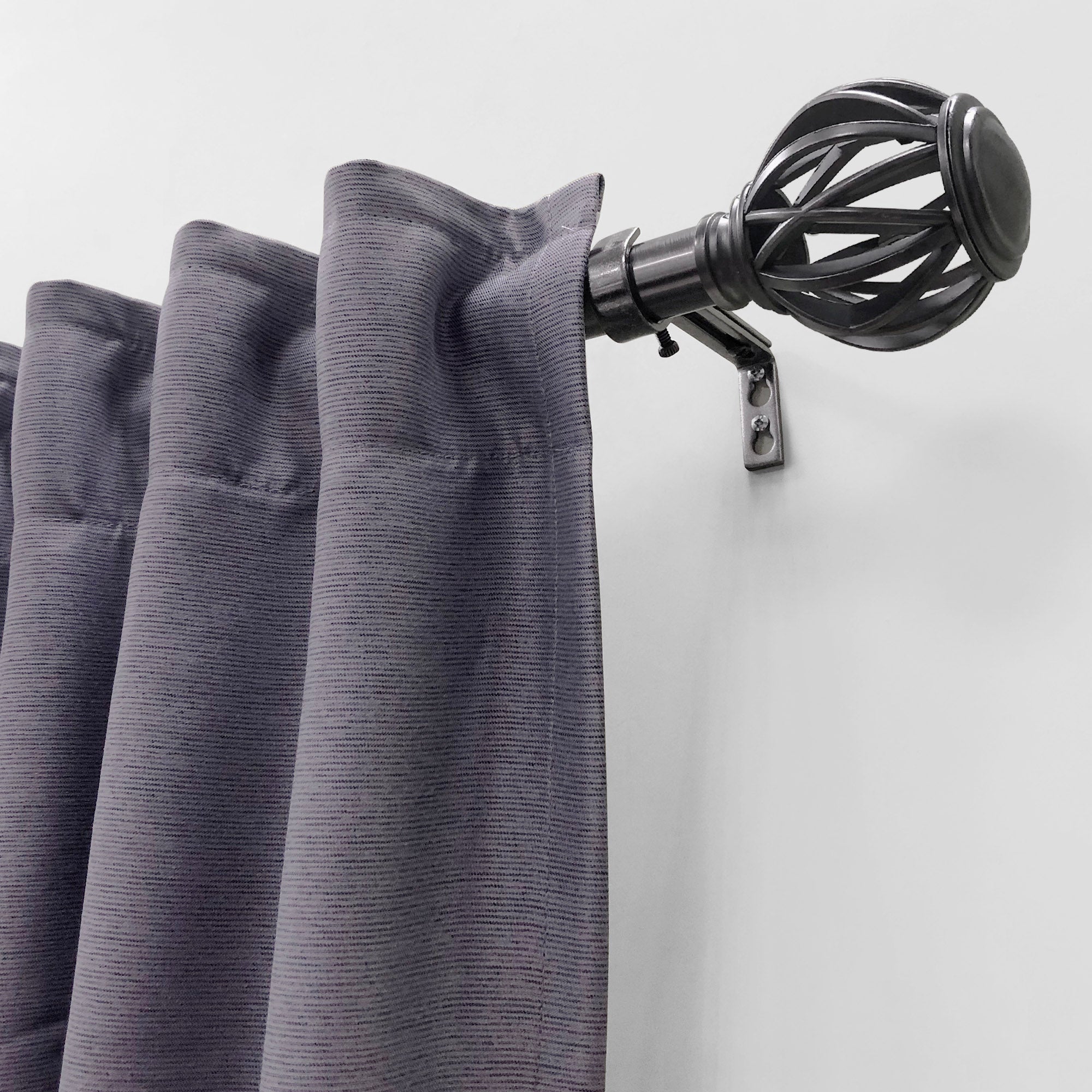 Lumi 1" Drapery Single Curtain Rod Set with Decorative Cage finials_Gunmetal