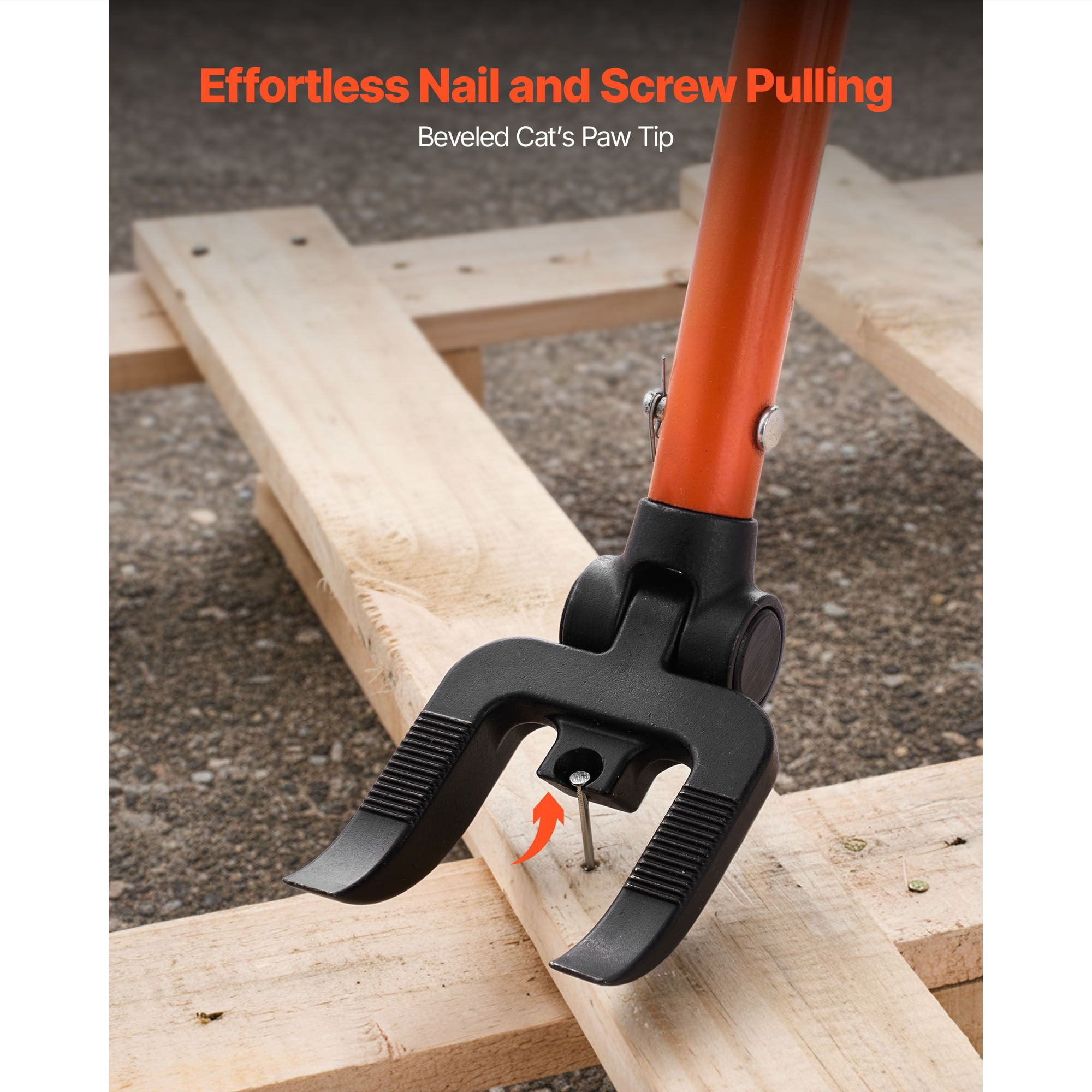 Heavy-Duty Lever Pallet Buster with 2000 lbs Prying Capacity, 50" Length, Heat-Treated Carbon Steel, for Pallet Deck Removal