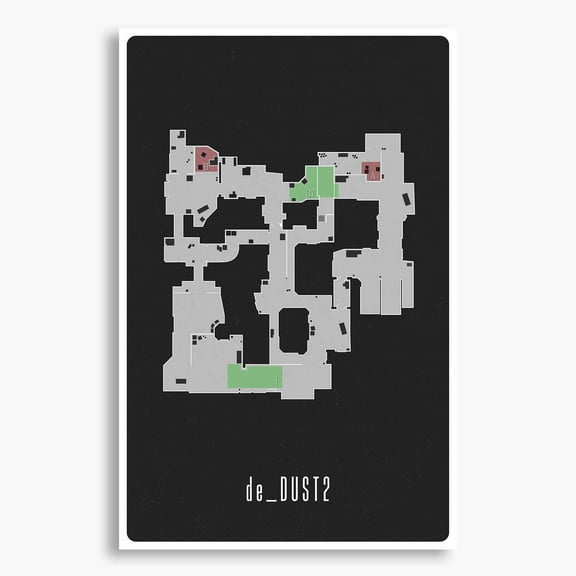 CS:GO de_Dust2 Map Poster; Gaming Wall Art