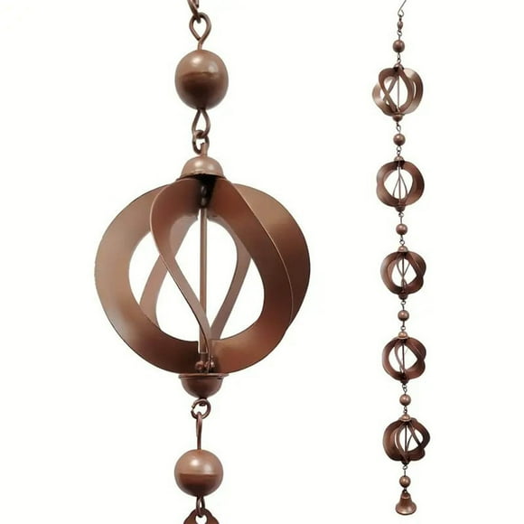 Outdoor Garden Iron Rain Chain With Rotary Wind Chime 530 g