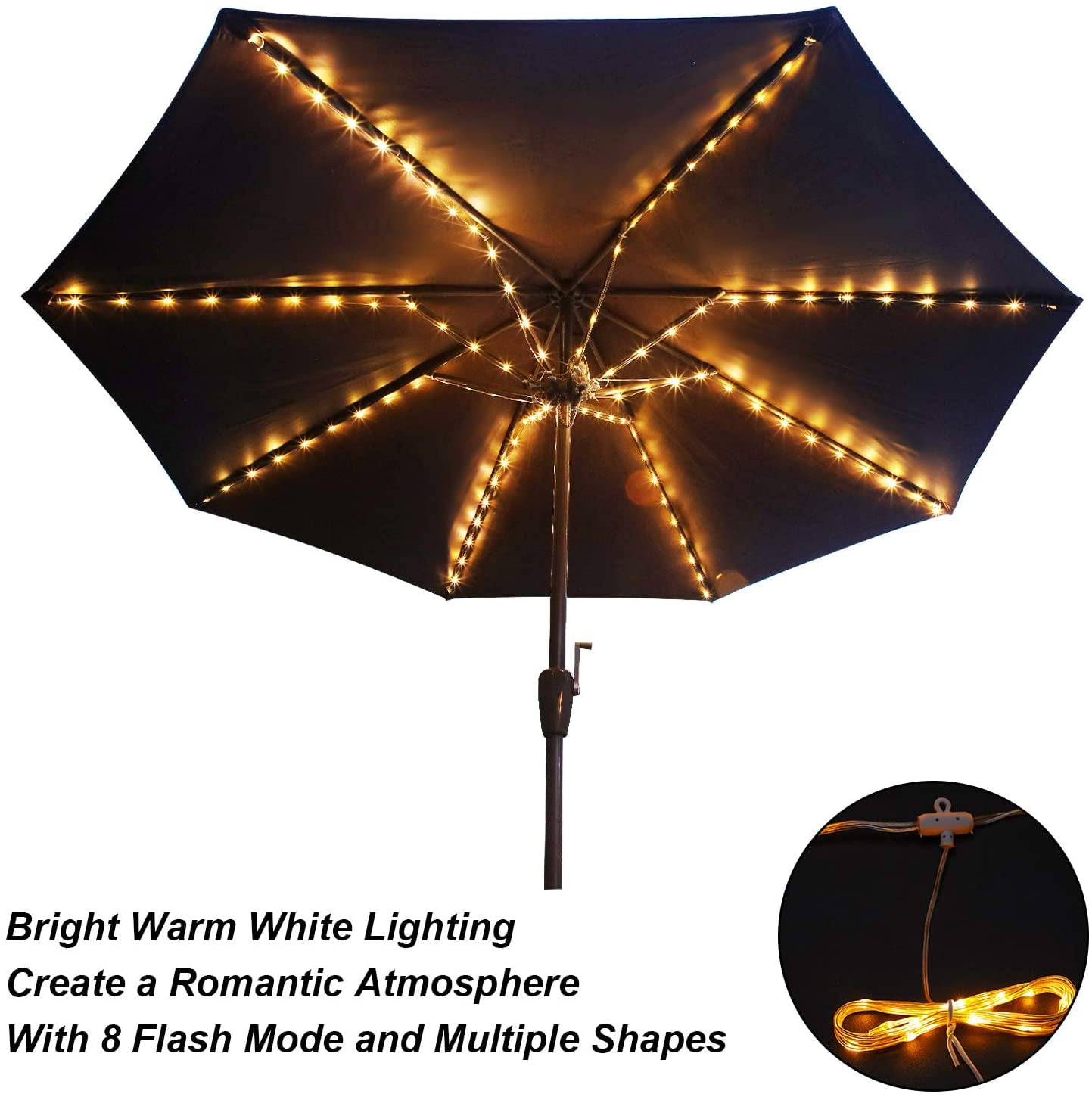 Patio Umbrella Lights 8 Lighting Mode 104 LED String Lights with Remote Control 
