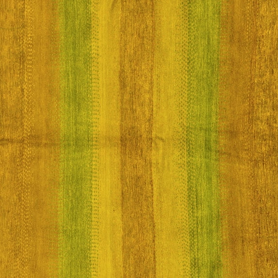 Ahgly Company Machine Washable Indoor Square Abstract Yellow Modern Area Rugs, 4' Square