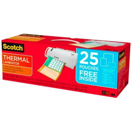 Scotch Thermal Laminator Value Pack: 1 Thermal Laminator Plus 25 Assorted Size Pouches, (TL902-25TP)