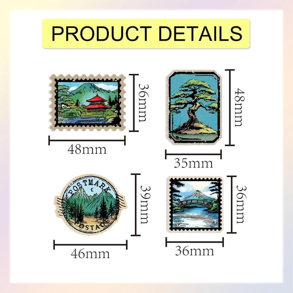 Landscape Frame Stamp and Cutting Dies Set for Card Making Mount Fuji Background Silicone Clear Stamp Metal Plants Pine Trees Die Cuts for DIY Scrapbooking Photo Album