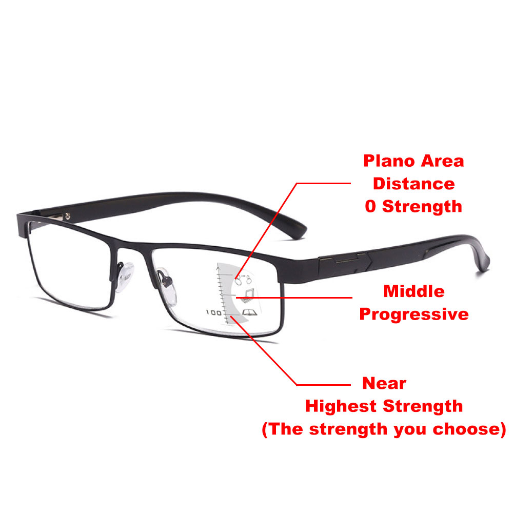 2 Pairs of Rectangular Classic Business Progressive Reading Glasses 4.00 for Men, Metal Spring Hinge Temple Readers, Gunmetal Vintage Presbyopic Glasses +4.00 Strength
