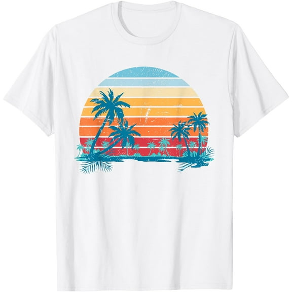 Sunset Beach Palms Summer Vibes Retro Tropical Unisex T-Shirt for Men Women Kids Toddler
