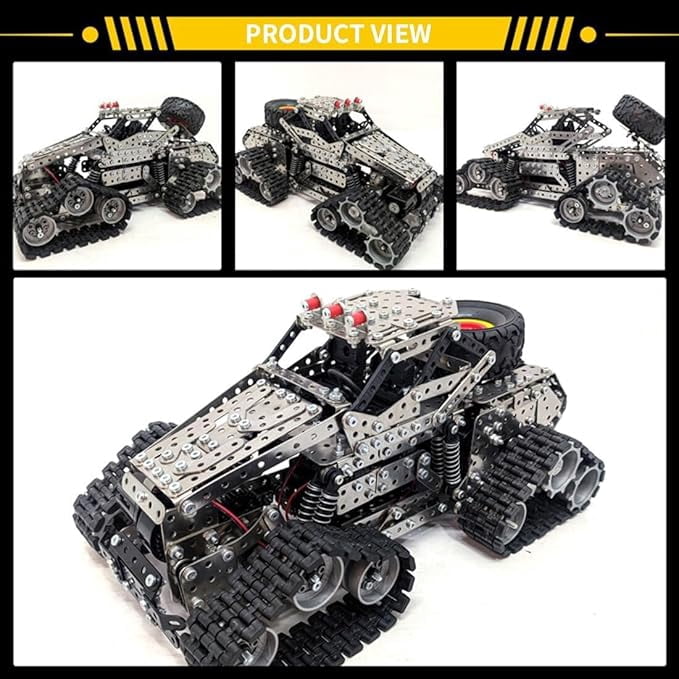 RKXQT Building Sets Stem Assembly Metal 3-D Puzzle Off-Road Model Car Building Kit Construction Set Toys Assemble Remote Control Snowmobile 1929PCS/Included Motor