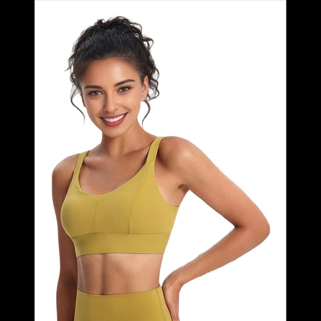 Sujetador Deportivo con Espalda Cruzada Amarillo Verde XL