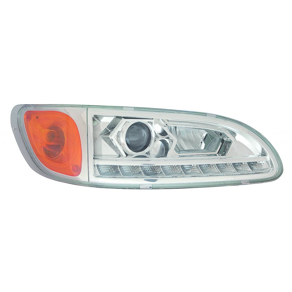 For Peterbilt 348 Headlight Assembly 2012 13 2014 w/ LED Daytime Running Light Chrome Passenger