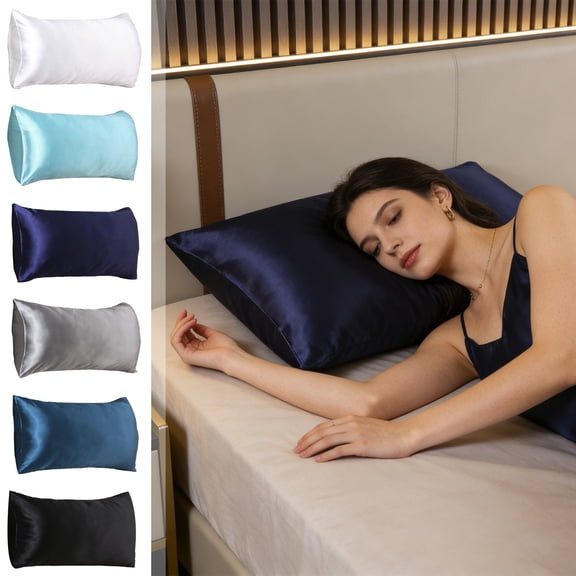 AYktou Satin Pillowcase, Simulated Silk Pillow Covers, 20×30 Inch Super Soft and Cooling Pillow Cases with Envelope Closure, Bedding Decor Pillow Cushion Cover Gift for Women Men