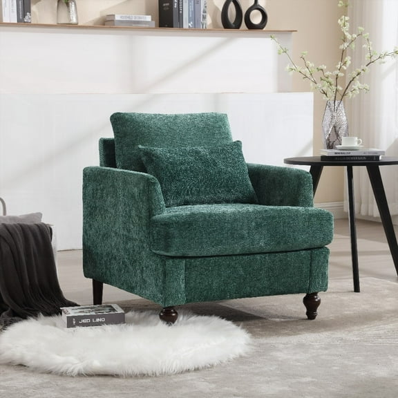 Modern Comfortable Tufted Armchair with Solid Wood Frame|For Living Room, Bedroom
