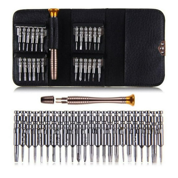 25 in 1 Screwdriver Set Precision Repair Tool Kits with Black Leather Bag Eyeglasses Repair Tools