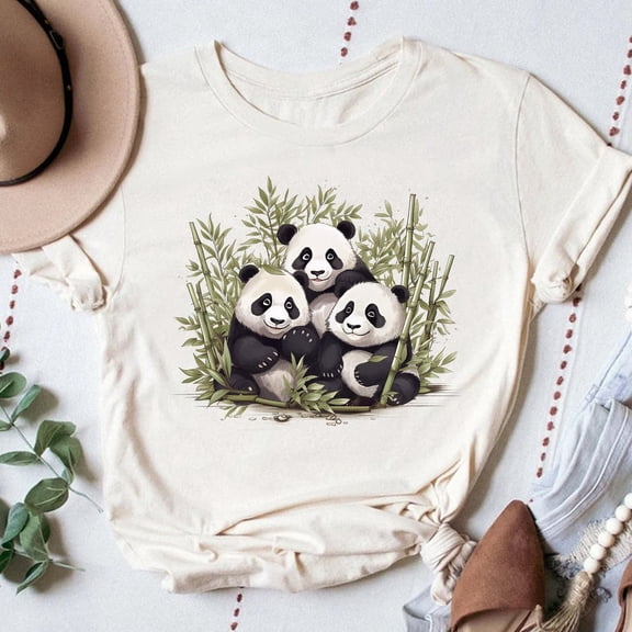 Tee Clo Panda In Bamboo Forest T-Shirt Cute Animal Lover Nature Panda Fan Tee, Full Size S-5XL