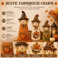 thumbnail image 5 of Vintage Wooden Scarecrow Fall Decor Set, 3 Pcs Rustic Harvest Figurines (A) | Pumpkin Maple Sunflower Designs, Farmhouse Tabletop Thanksgiving Autumn Home Decorations for Indoor Mantel Shelf, 5 of 7
