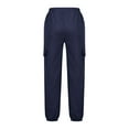 thumbnail image 6 of CheerKidz Boys Girls Kids Casual Jogger Pants with Multiple Pockets Comfortable Elastic Waist Cotton Linen Trousers for School Play Outdoor Activities Spring Summer Season(Navy,4-5 Years), 6 of 7